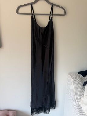 Linea Donatella Black Slip Fringe Maxi Dress